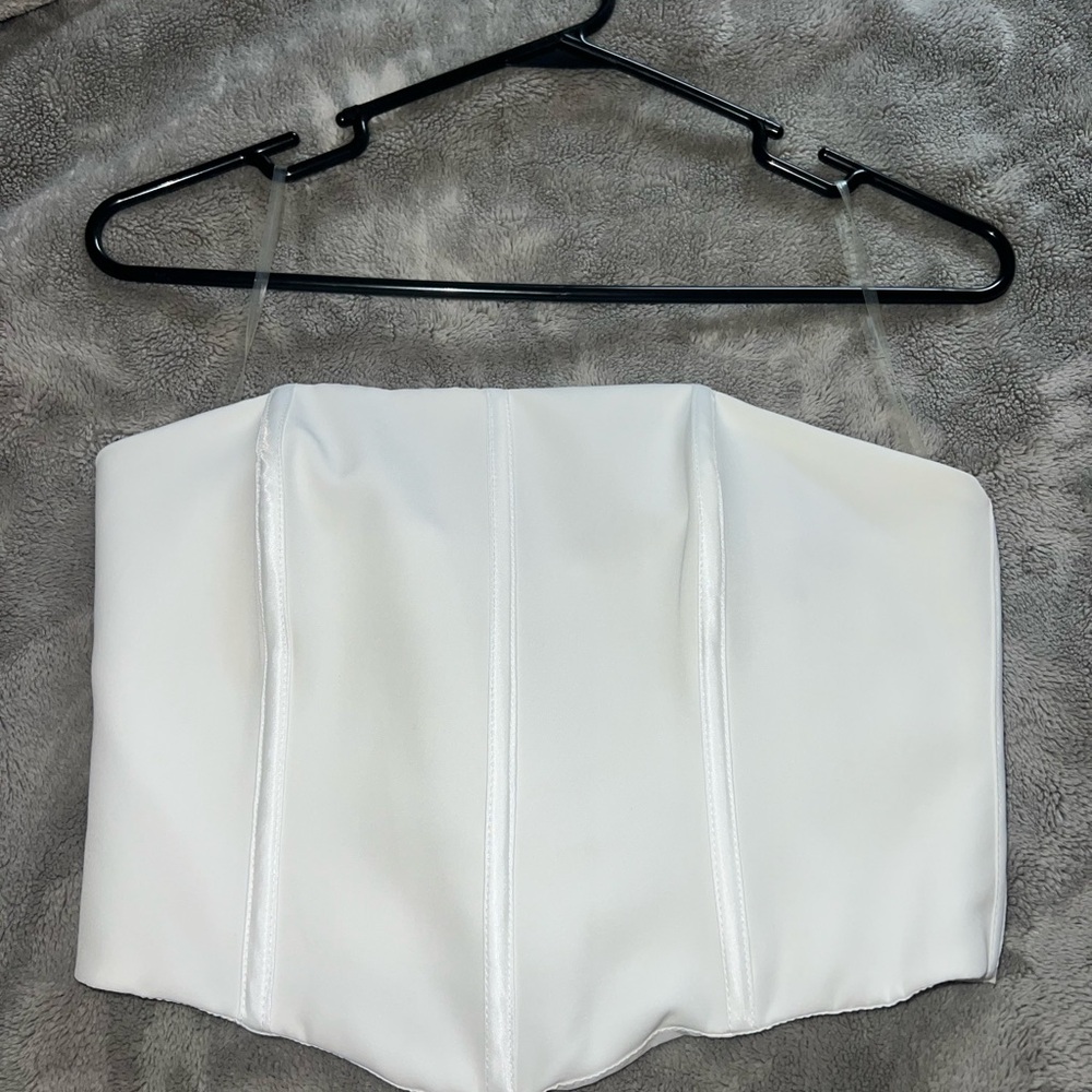Kendall & Kylie White Strapless Corset Top